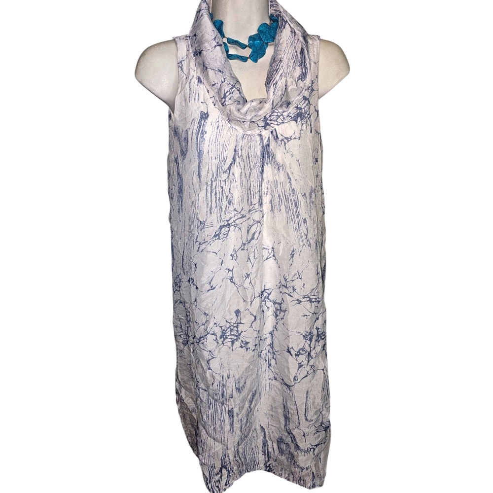 💰Vanessa Zani Elegant Marble Print Sleeveless Silk Dress